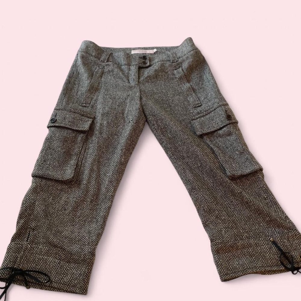 Valentino Black and White Herringbone Pants